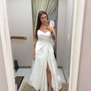 White Strapless Sweetheart Ruched Bridal Gown